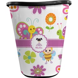 Butterflies Waste Basket - Single Sided (Black) (Personalized)