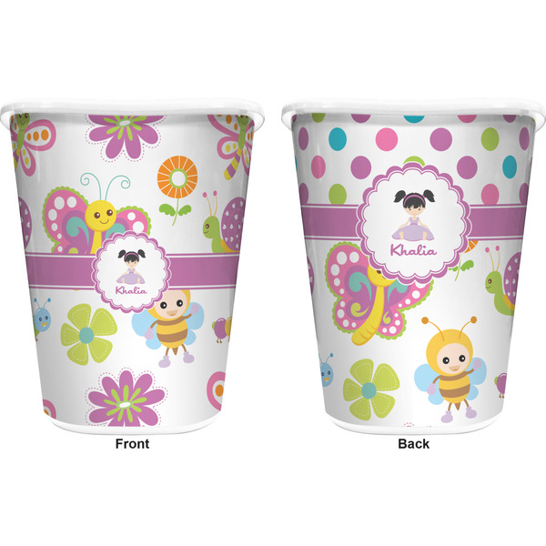 Butterflies Trash Can White - Front and Back - Apvl