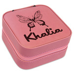 Butterflies Travel Jewelry Boxes - Pink Leather (Personalized)