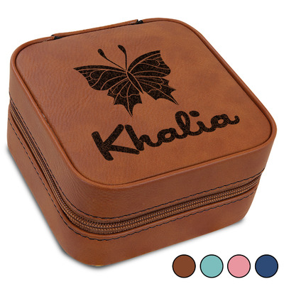 Butterflies Travel Jewelry Box - Leather (Personalized)