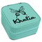 Butterflies Travel Jewelry Boxes - Leatherette - Teal - Angled View