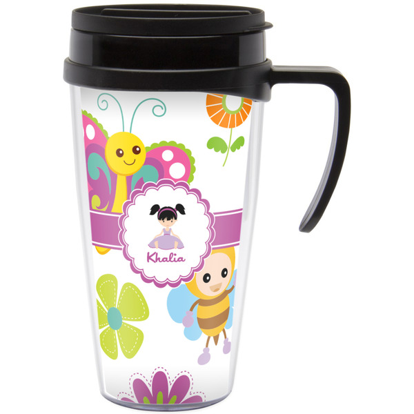 Custom Butterflies Acrylic Travel Mug with Handle (Personalized)