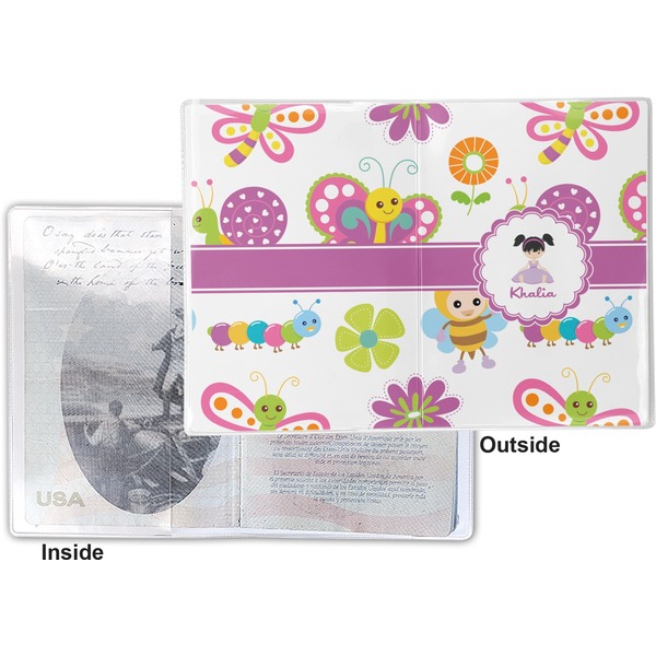 Butterflies Vinyl Passport Holder - Flat Front and Back