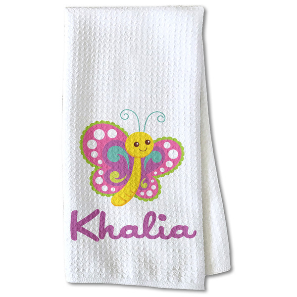 Custom Butterflies Kitchen Towel - Waffle Weave - Partial Print (Personalized)