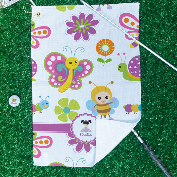 Butterflies Waffle Weave Golf Towel - In Context