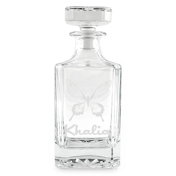 Custom Butterflies Whiskey Decanter - 26 oz Square (Personalized)