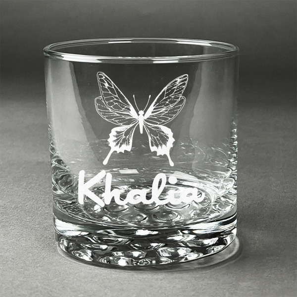 Custom Butterflies Whiskey Glass (Single) (Personalized)
