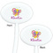 Butterflies White Plastic 7" Stir Stick - Double Sided - Oval - Front & Back