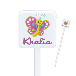 Butterflies Square Plastic Stir Sticks - Double Sided (Personalized)