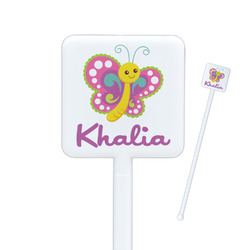 Butterflies Square Plastic Stir Sticks (Personalized)
