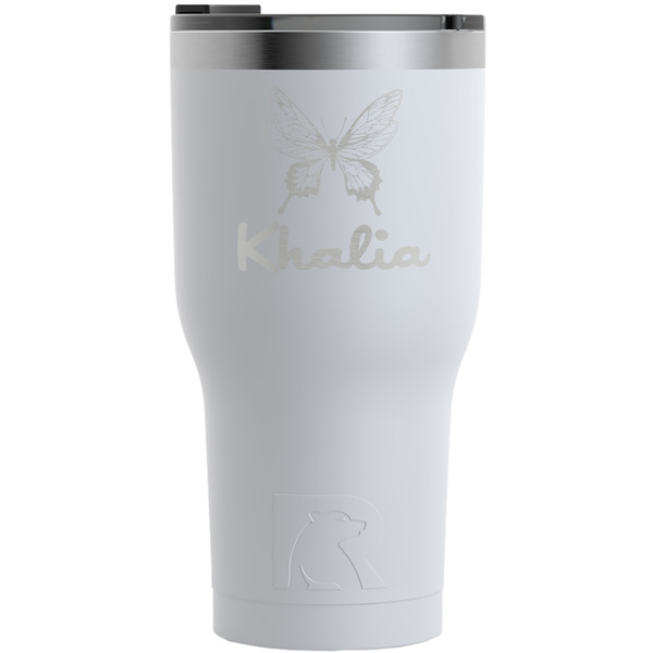 Custom Butterflies RTIC Tumbler - White - Engraved Front (Personalized)