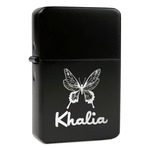 Butterflies Windproof Lighter - Black - Single Sided & Lid Engraved (Personalized)