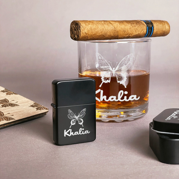 Butterflies Windproof Lighters - Black - In Context