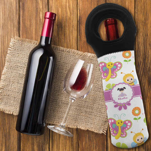 Butterflies Wine Tote Bag - FLATLAY