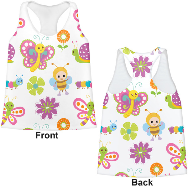 Butterflies Womens Racerback Tank Tops - Medium - Front and Back
