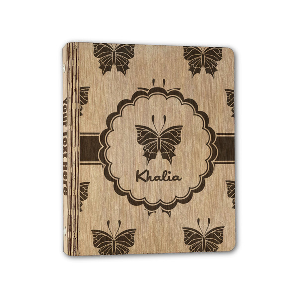 Custom Butterflies Wood 3-Ring Binder - 1" Half-Letter Size (Personalized)