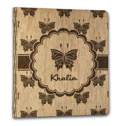 Butterflies Wood 3-Ring Binder - 1" Letter Size (Personalized)