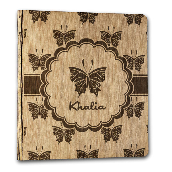 Custom Butterflies Wood 3-Ring Binder - 1" Letter Size (Personalized)