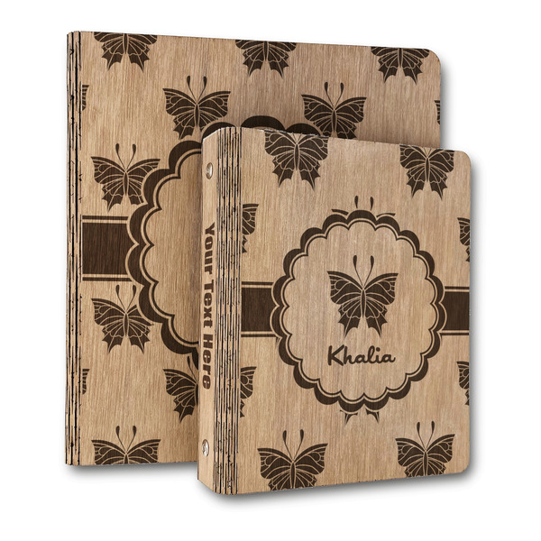 Custom Butterflies Wood 3-Ring Binder (Personalized)