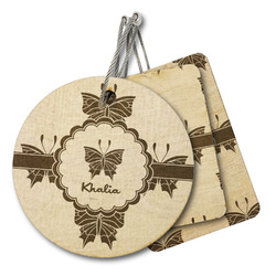 Butterflies Wood Luggage Tag (Personalized)