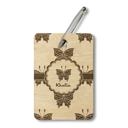 Butterflies Wood Luggage Tag - Rectangle (Personalized)