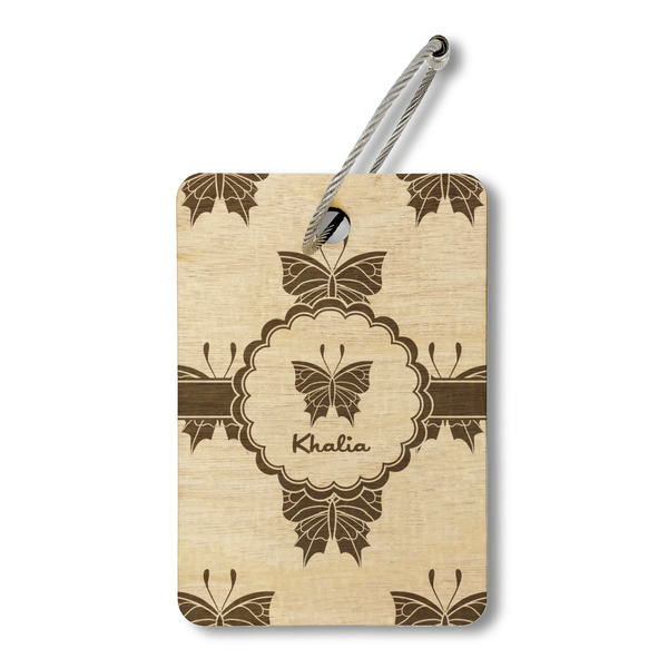 Custom Butterflies Wood Luggage Tag - Rectangle (Personalized)