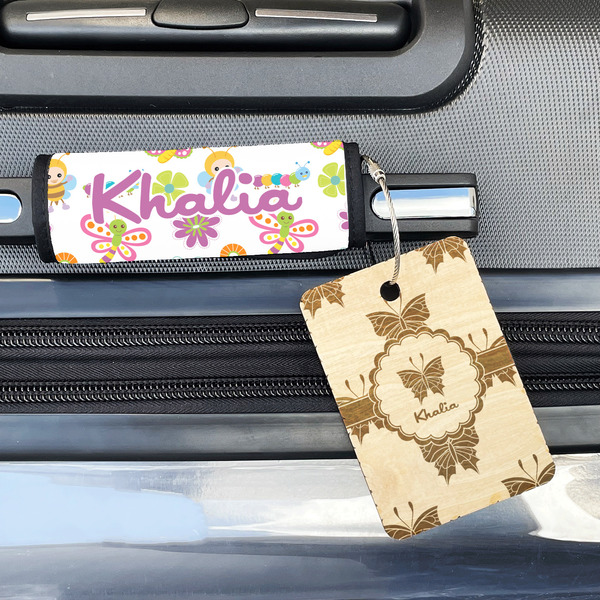Butterflies Wood Luggage Tags - Rectangle - Lifestyle
