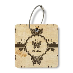 Butterflies Wood Luggage Tag - Square (Personalized)