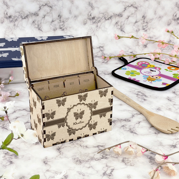 Butterflies Wood Recipe Boxes - Lifestyle