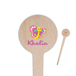 Butterflies 4" Round Wooden Food Picks - Single Sided (Personalized)