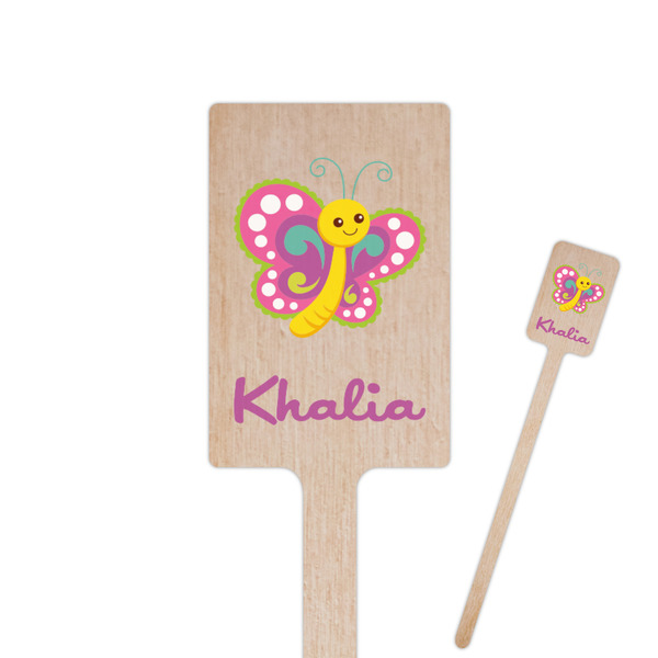 Custom Butterflies 6.25" Rectangle Wooden Stir Sticks - Double Sided (Personalized)