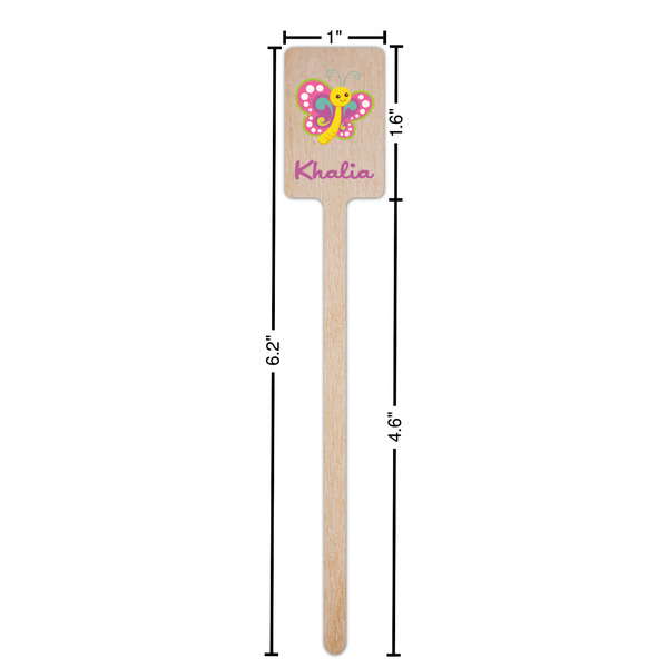 Butterflies Wooden 6.25" Stir Stick - Rectangular - Dimensions