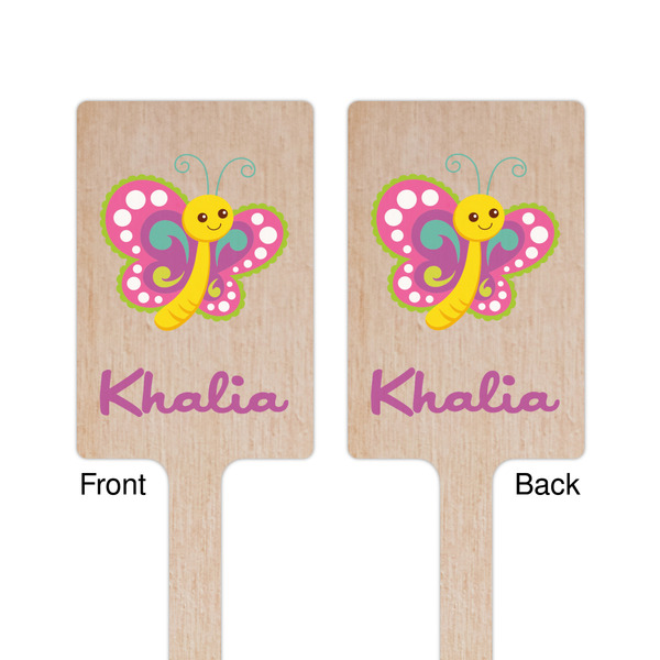 Butterflies Wooden 6.25" Stir Stick - Rectangular - Double Sided - Front & Back