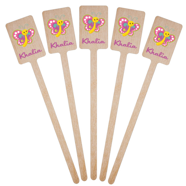 Butterflies Wooden 6.25" Stir Stick - Rectangular - Fan View