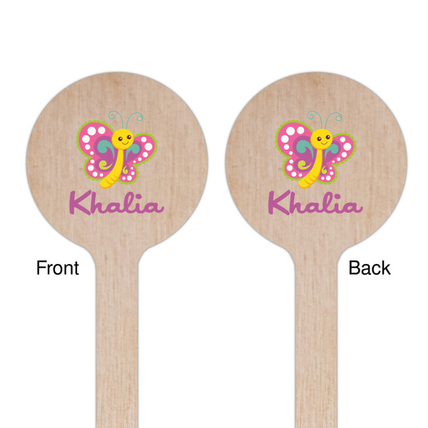 Butterflies Wooden 6" Stir Stick - Round - Double Sided - Front & Back