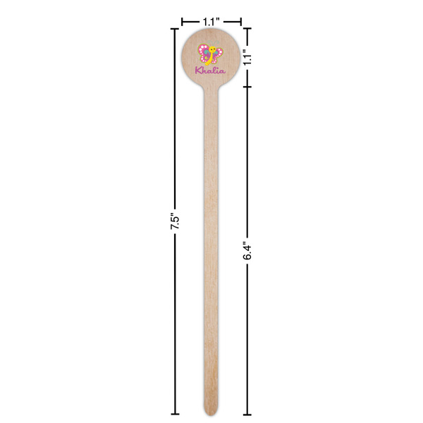 Butterflies Wooden 7.5" Stir Stick - Round - Dimensions