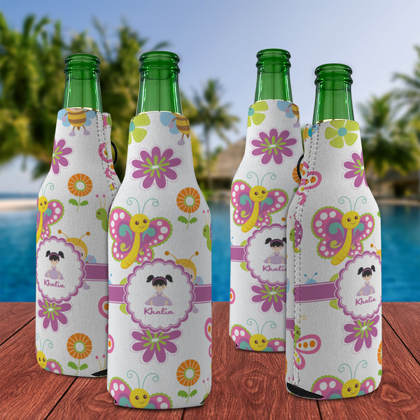 Butterflies Zipper Bottle Cooler - Set of 4 - LIFESTYLE