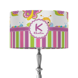 Butterflies & Stripes 12" Drum Lamp Shade - Fabric (Personalized)