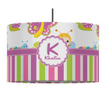 Butterflies & Stripes 12" Drum Pendant Lamp - Fabric (Personalized)