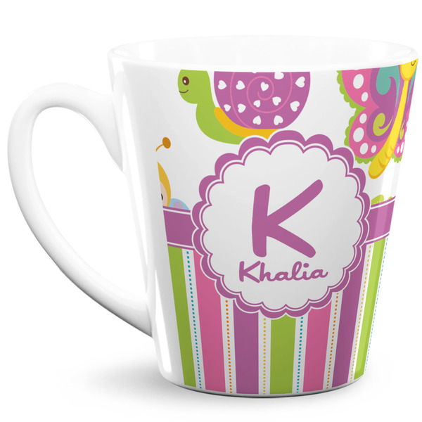 Custom Butterflies & Stripes 12 Oz Latte Mug (Personalized)