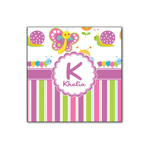 Custom Butterflies & Stripes Wood Print - 12x12 (Personalized)