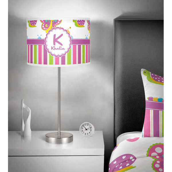 Butterflies & Stripes 13 inch drum lamp shade - in room