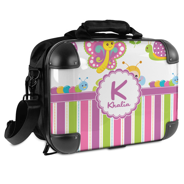 Custom Butterflies & Stripes Hard Shell Briefcase (Personalized)