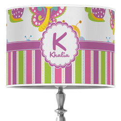 Butterflies & Stripes 16" Drum Lamp Shade - Poly-film (Personalized)