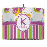 Butterflies & Stripes Drum Pendant Lamp (Personalized)