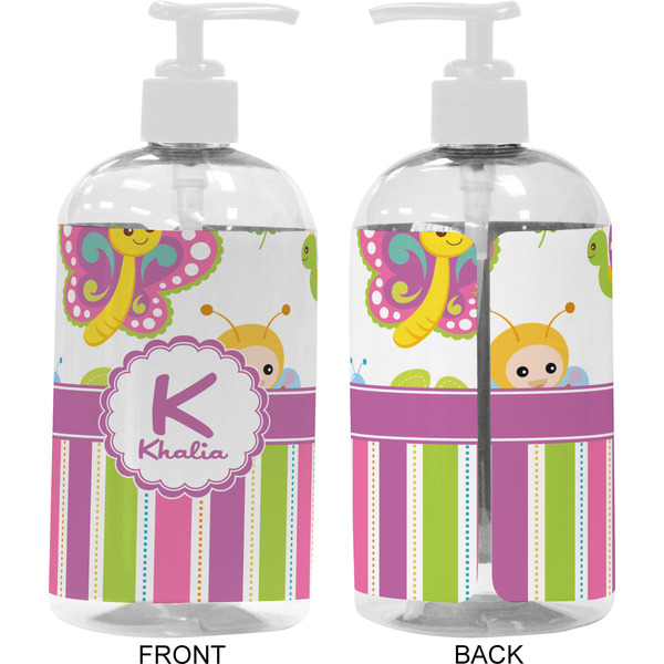 Butterflies & Stripes 16 oz Plastic Liquid Dispenser- Approval- White