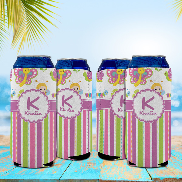 Butterflies & Stripes 16oz Can Sleeve - Set of 4 - LIFESTYLE