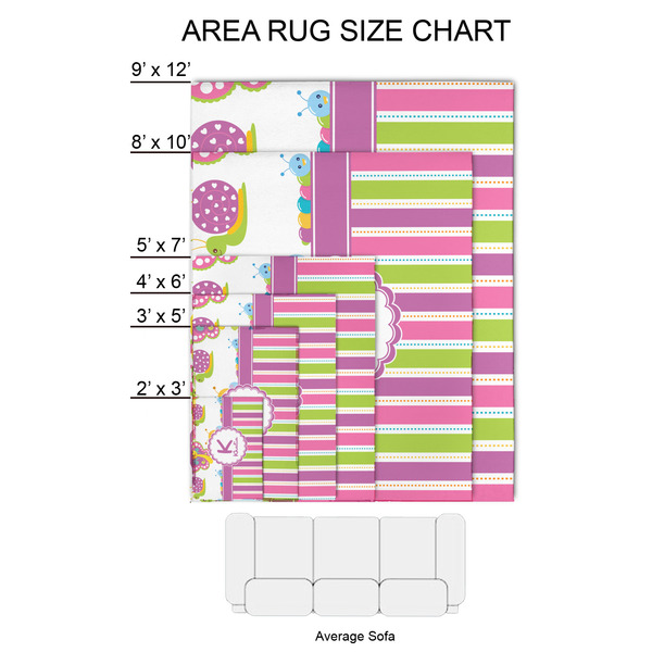 Butterflies & Stripes 2'x3' Indoor Area Rugs - Size Chart