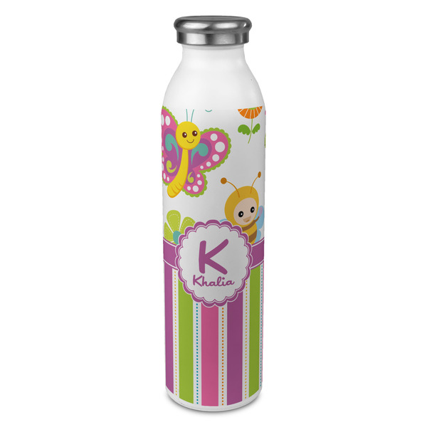Custom Butterflies & Stripes 20oz Stainless Steel Water Bottle - Full Print (Personalized)