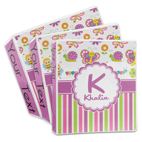 Custom Butterflies & Stripes 3-Ring Binder (Personalized)